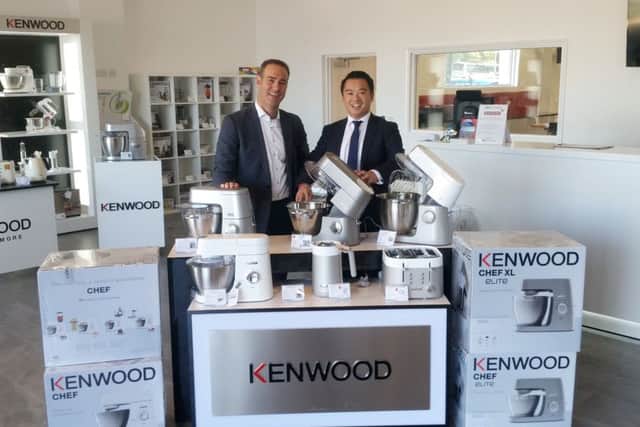 Havant MP Alan Mak with Neal Jones the managing director of Kenwood at the company's Havant headquarters