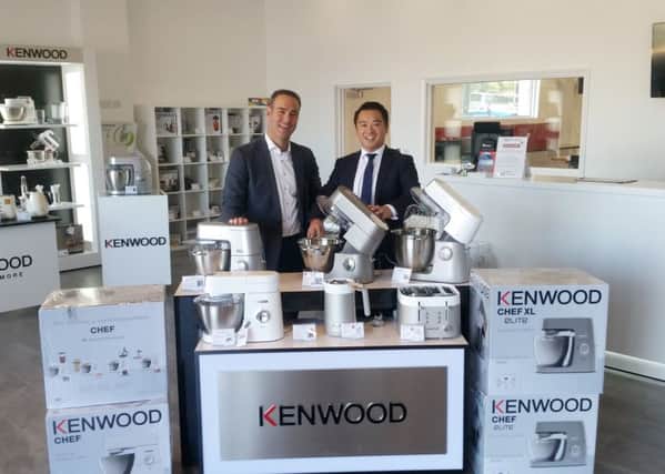 Havant MP Alan Mak with Neal Jones the managing director of Kenwood at the company's Havant headquarters