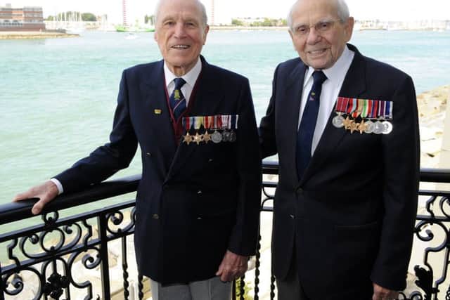 Len Chivers, 93, left, from Old Portsmouth and Vic Merry, 92, from Southsea
Picture: Malcolm Wells (170825-9295)