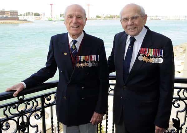Len Chivers, 93, left, from Old Portsmouth and Vic Merry, 92, from Southsea 
Picture: Malcolm Wells (170825-9295)