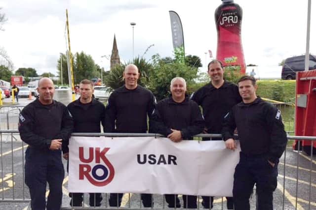 The
USAR team: Steve Fox, Barry Atkins, Simon Forster, Daryll Pynigar, Alec Bowen and Chris Dean