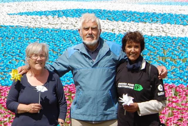 (Left to right) Sue James, Owen Plunkett and Elizabeth Longland from the Portsmouth Oxfam Group