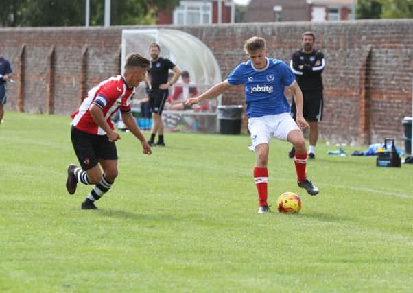 Joe Hancott in action for Pompey Academy against Exeter. Picture: Habibur Rahman PPP-170917-124650006