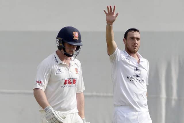 Kyle Abbott celebrates a wicket today against champions Essex. Picture: Neil Marshall