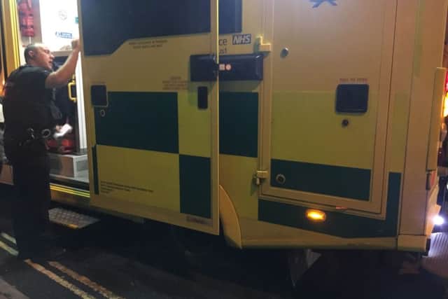 Paramedics were called after the cyclist sustained a broken arm