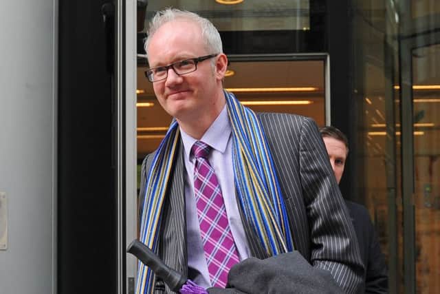 Ashley Brown leaves The Rolls Building at the High Court following the Pompey Supporters Trust victory in 2013