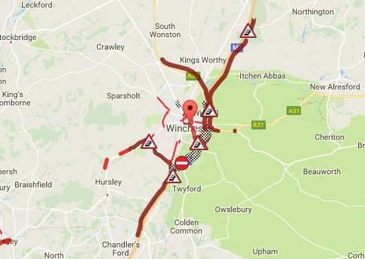 Traffic chaos around Winchester today