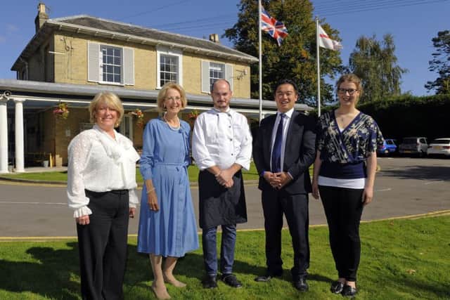 From left, Charlotte Tipping from World Vision HQ, organiser of the lunch Sue Tinney, chef Sam Kemp, Alan Mak MP and Amy Johnson from the World Vision Advocacy Team 

Picture:  Malcolm Wells (170922-2862)