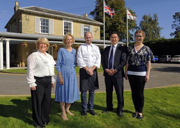 From left, Charlotte Tipping from World Vision HQ, organiser of the lunch Sue Tinney, chef Sam Kemp, Alan Mak MP and Amy Johnson from the World Vision Advocacy Team 

Picture:  Malcolm Wells (170922-2862)