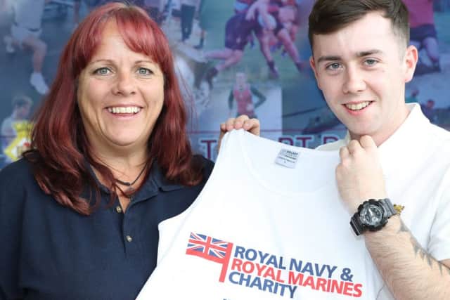 Royal Navy and Royal Marines Charity regional fundraiser Hilary Jukes and eEngineering technician (marine engineering) Charlie Brooks