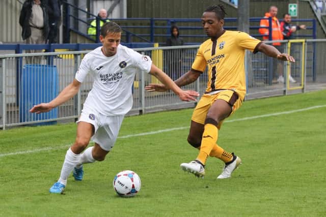 Wes Fogden equalised for the Hawks in their 3-2 defeat against Welling United. Picture: Habibur Rahman