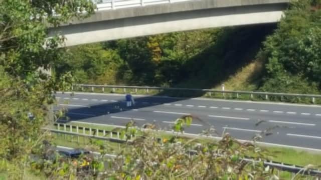 A forensics team was spotted on the M3 yesterday after the motorway was closed. Picture: Simon Cox