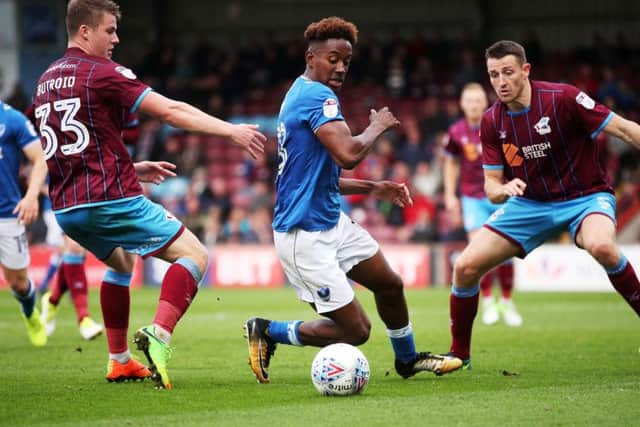 Jamal Lowe in action at Scunthorpe. Picture: Joe Pepler