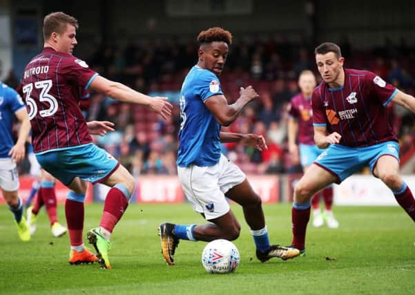 Jamal Lowe in action at Scunthorpe. Picture: Joe Pepler