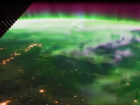 The Northern Lights filmed from the International Space Station