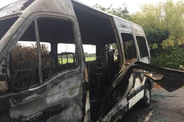 Marvels and Meltdowns minibus after it got destroyed by a fire. Picture: Tricia Lyons. PPP-170925-123725001