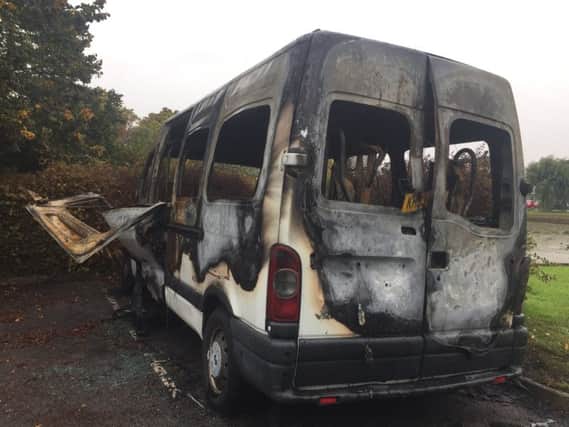Marvels and Meltdowns minibus after it got destroyed by a fire. Picture: Tricia Lyons. PPP-170925-123737001