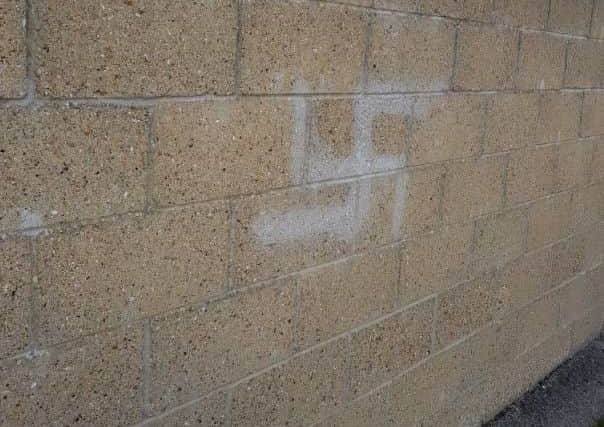 The spray-painted symbol. Picture: Justin Capps