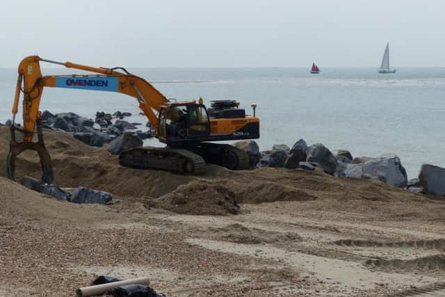 Sea defence work takes place at Eastoke in 2013