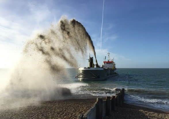 A dredger works at Hayling Island. Picture: The East Solent Coastal Partnership