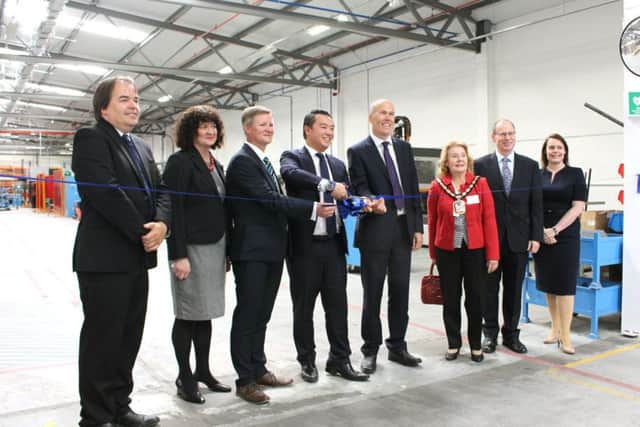 UK managing director Nick Buckingham and Mark Oliver. CEO of Colt Group join the leader of Havant Borough Council Alan Mak, the mayor and guests at the opening ceremony