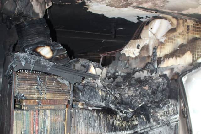 Inside arsonist Peter Arrandale's flat at Handsworth House in Somers Town  Picture: Hampshire Fire and Rescue Service