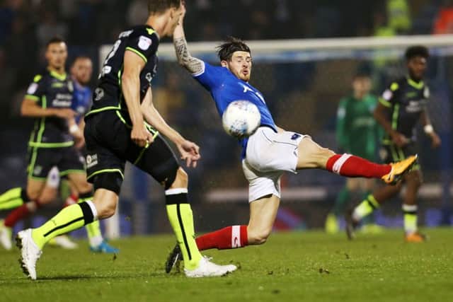 Pompey winger Matty Kennedy works hard to support his defence. Picture: Joe Pepler
