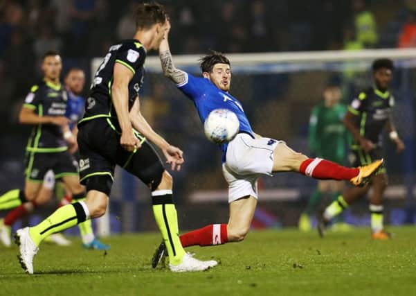 Pompey winger Matty Kennedy works hard to support his defence. Picture: Joe Pepler