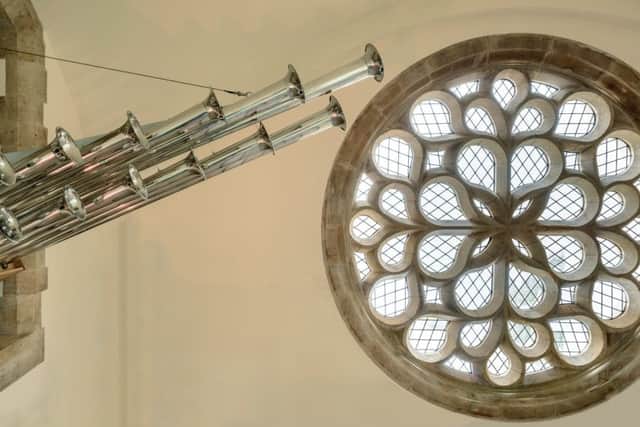 The new trumpet pipes in Portsmouth Cathedral Credit: Jonty Bloom