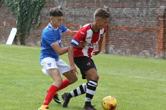Josh Flint in action for Pompey Academy