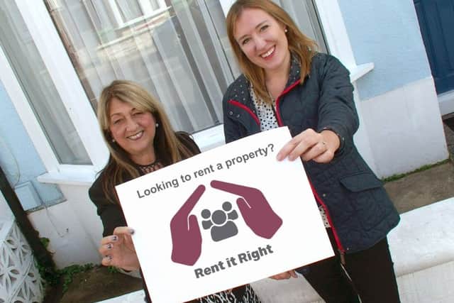 Cabinet Member for Property and Housing Cllr Jennie Brent and Housing Standards Officer Lorna Eastwood launch Rent it Right!