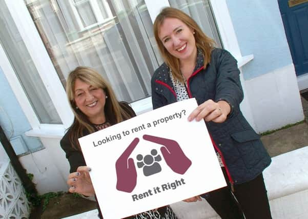 Cabinet Member for Property and Housing Cllr Jennie Brent and Housing Standards Officer Lorna Eastwood launch Rent it Right!