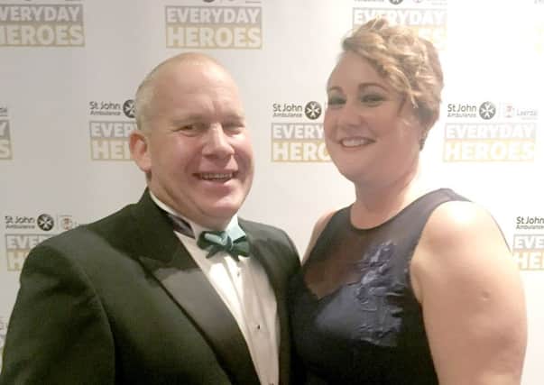 Mark Farmer with his wife Alyson at the St John Ambulance Everyday Heroes awards. Mark was highly commended after helping a man who cut off three of his fingers.
