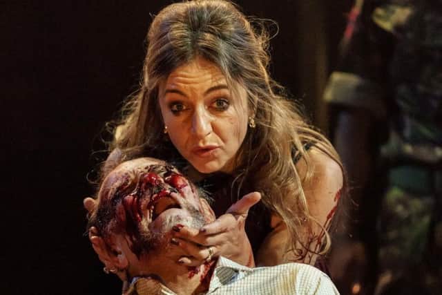 Kirsty Bushell as Regan and Danny Webb as Gloucester in Chichester Festival Theatres production of King Lear. Photo by Manuel Harlan