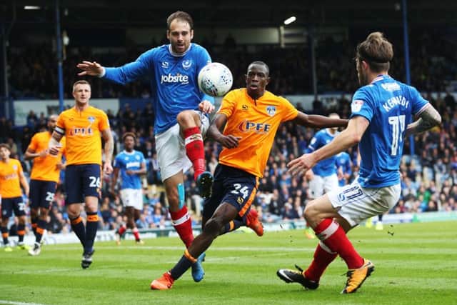 Brett Pitman scored for Pompey in their League One game against Oldham. Picture: Joe Pepler/Digital South