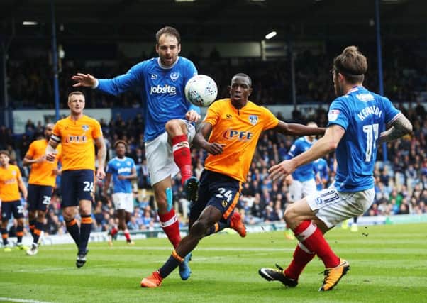 Brett Pitman scored for Pompey in their League One game against Oldham. Picture: Joe Pepler/Digital South