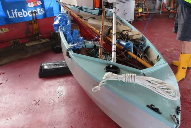 The 93-year-old man's Gull dinghy after it was brought to the lifeboat station. Picture: RNLI