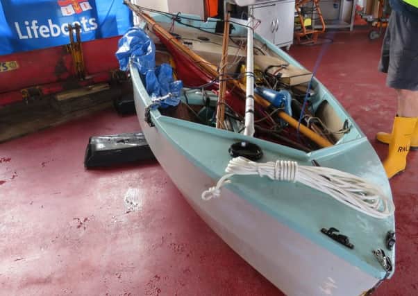 The 93-year-old man's Gull dinghy after it was brought to the lifeboat station. Picture: RNLI