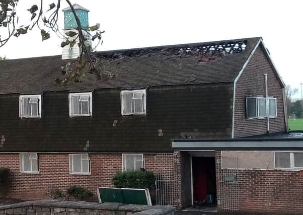 Firefighters tackled a blaze in the sports pavilion on King George V playing fields.