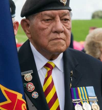 One of the standard bearers at the Spirit of Normandy Trust reunion at Caslte Field, Southsea