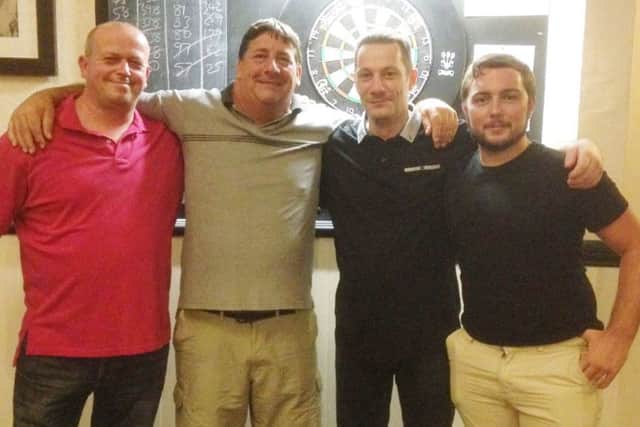 From left: Pairs winners Lee Smith and Les Rance, with runners-up Darren Barnes and Darrell Manchip