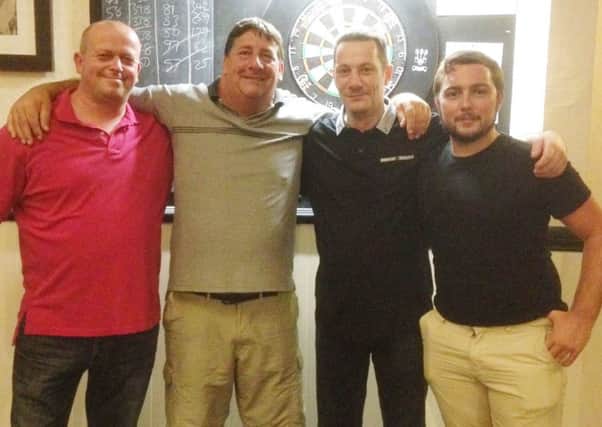 From left: Pairs winners Lee Smith and Les Rance, with runners-up Darren Barnes and Darrell Manchip