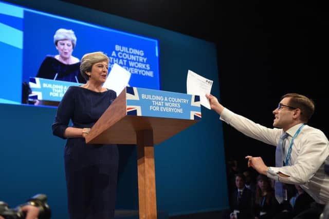 Lee Evans hands Theresa May a fake P45