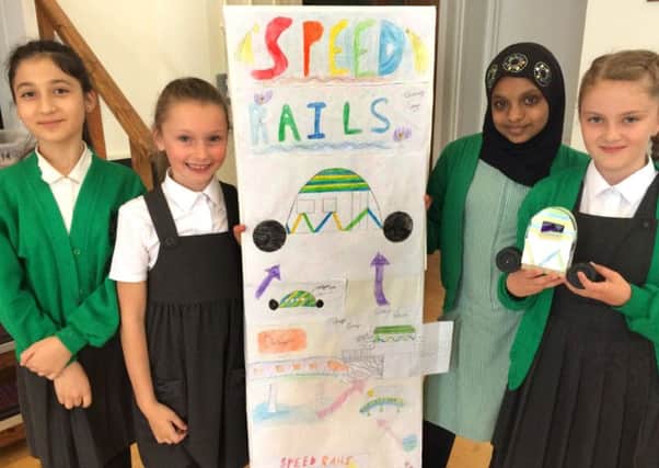 Cottage Grove Primary School girls Larin Jameel, Lily Paine, Aminah Ali and Daisy-Mae Hager
 
Young engineers take part in Portsmouth High School Challenge Day