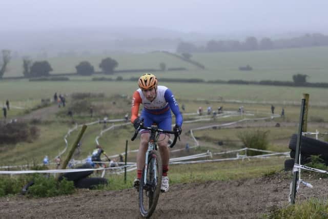 Mike Williams, of host club Fareham Wheelers, on one of the climbs at Swanmore Motocross Track. Picture: Neil Marshall (171322-753)