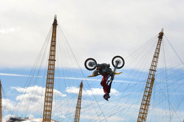 Travis Pastrana performs his backflip