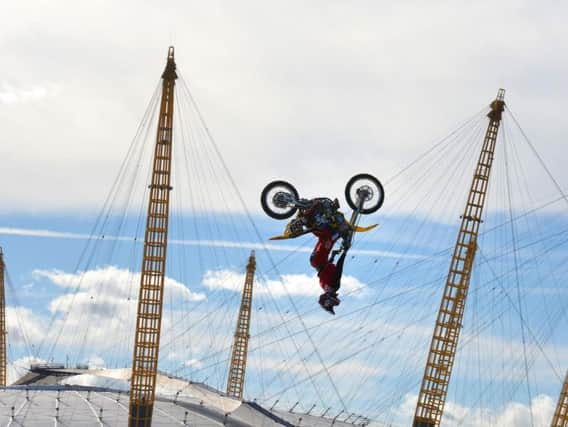 Travis Pastrana performs his backflip