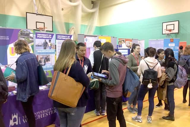 Students at the Higher Education Fair
at
Havant and South Downs College
