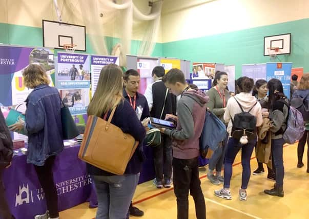 Students at the Higher Education Fair
 at 
Havant and South Downs College