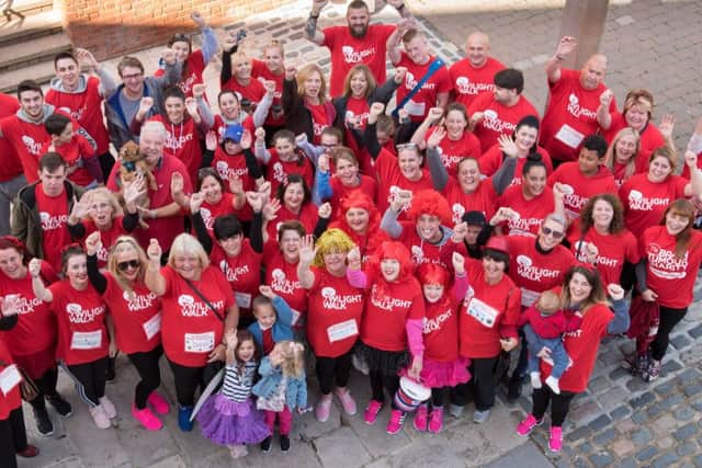 The walkers ready for the start of the fundraising event Picture: Vernon Nash